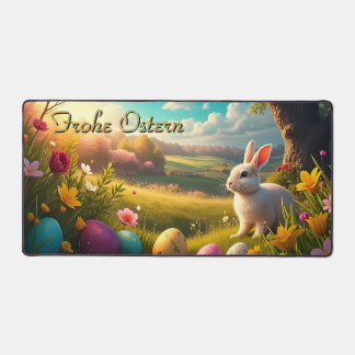 Fröhliche Ostern in einer Frühlingslandschaft Desk Mat