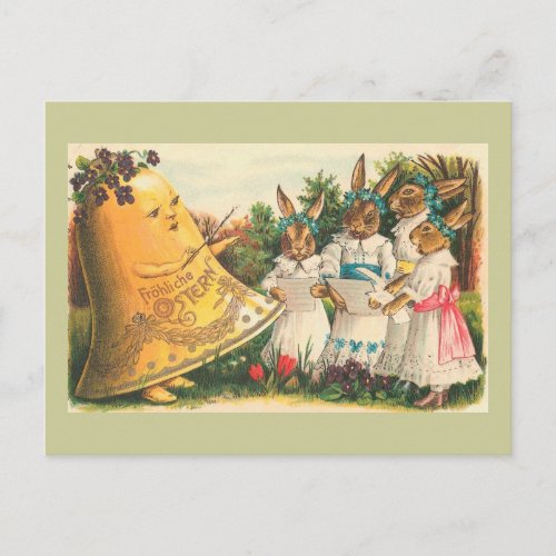 Frhliche Ostern Vintage Easter Bunnies Holiday Postcard