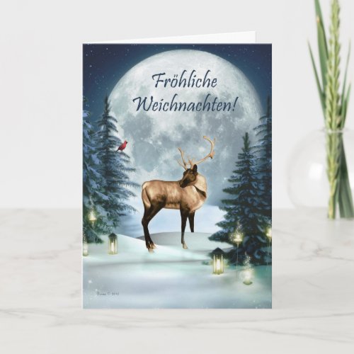 Frhliche Weichnachten German Christmas Deer Card