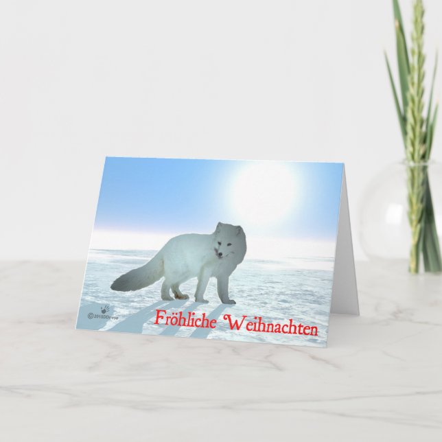Fröhliche Weihnachten - Arctic Fox Holiday Card (Front)