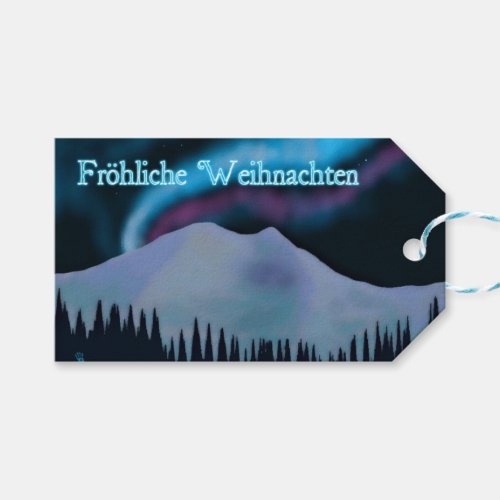 Frohliche Weihnachten _ Blue Aurora Gift Tags