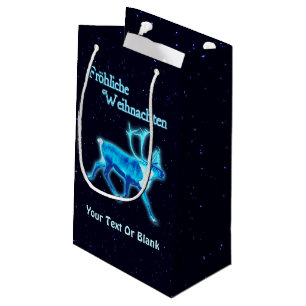 Frohliche Weihnachten - Blue Caribou (Reindeer) Small Gift Bag