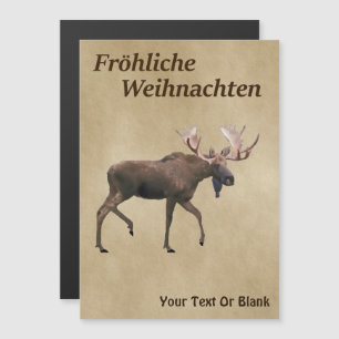 Fröhliche Weihnachten - Bull Moose On Old Paper