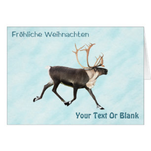 Fröhliche Weihnachten - Caribou (Reindeer) On Snow Cards