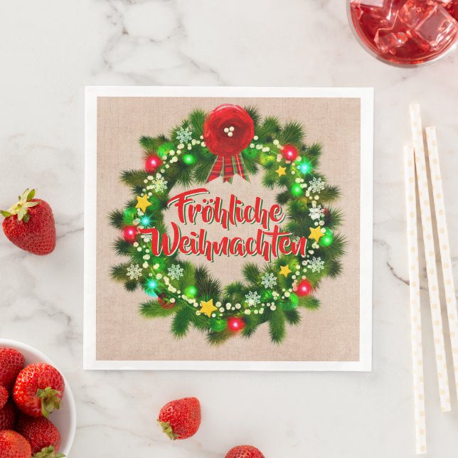 Fröhliche Weihnachten Christmas Paper Dinner Napkins (Insitu)