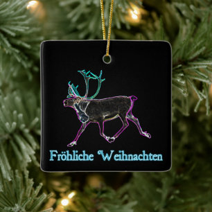Frohliche Weihnachten - Electric Caribou Ceramic Ornament