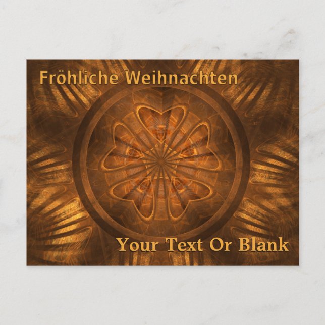 Fröhliche Weihnachten - Fractal Wood Carving Postcard (Front)