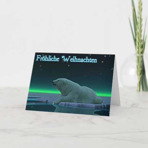 Frohliche Weihnachten _ Ice Edge Polar Bear Holiday Card