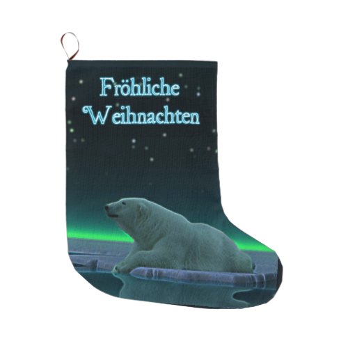 Frohliche Weihnachten _ Ice Edge Polar Bear Large Christmas Stocking