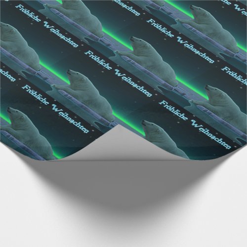 Frohliche Weihnachten _ Ice Edge Polar Bear Wrapping Paper