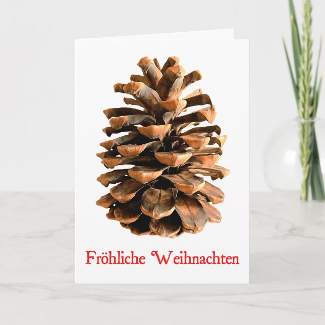 Frohliche Weihnachten - Jerusalem Pine Cone Holiday Card (Front)