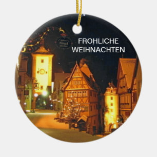 FROHLICHE WEIHNACHTEN (MERRY CHRISTMAS) CERAMIC ORNAMENT