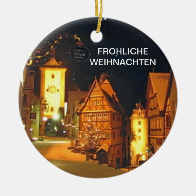 FROHLICHE WEIHNACHTEN (MERRY CHRISTMAS) CERAMIC ORNAMENT (Front)