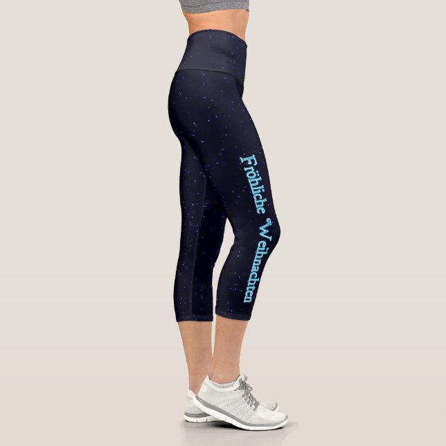 Fröhliche Weihnachten On Stars Capri Leggings (Right)