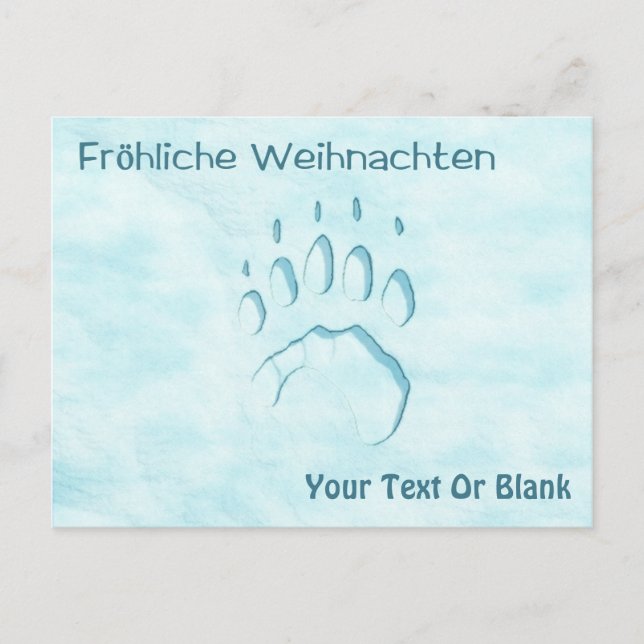 Fröhliche Weihnachten - Polar Bear Paw Print Postcard (Front)