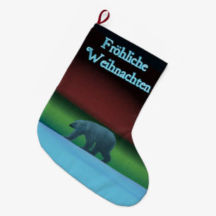 Frohliche Weihnachten - Polar Lights Polar Bear Large Christmas Stocking