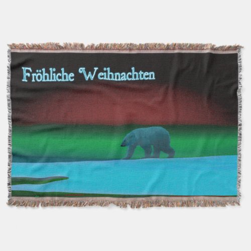 Frohliche Weihnachten _ Polar Lights Polar Bear Throw Blanket