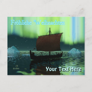 Fröhliche Weihnachten - Viking Ship Postcard
