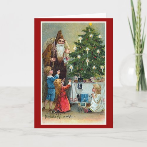 Frohliche Weihnachten Vintage Christmas Holiday Card