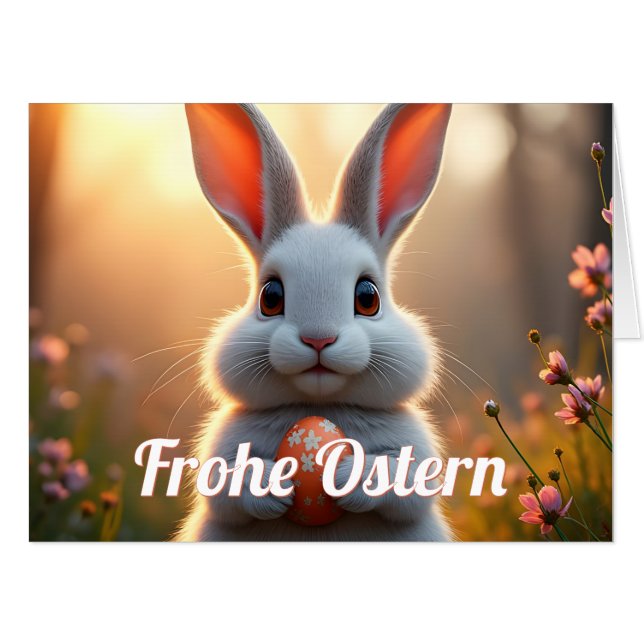 Fröhlicher Osterhase im Zauber des Frühlings Card (Front Horizontal)