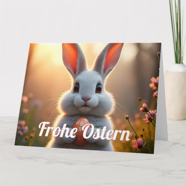 Fröhlicher Osterhase im Zauber des Frühlings Card (Front)