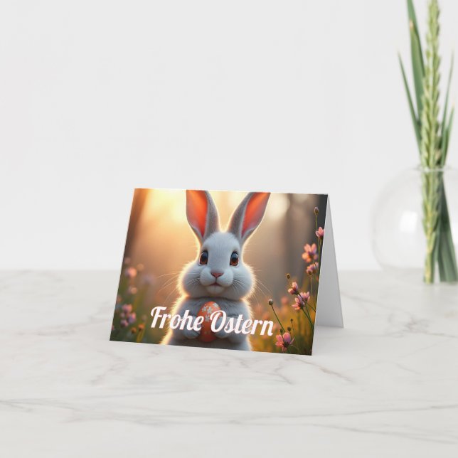 Fröhlicher Osterhase im Zauber des Frühlings Card (Front)
