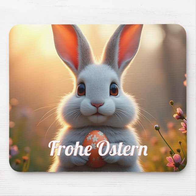 Fröhlicher Osterhase im Zauber des Frühlings Mouse Pad (Front)