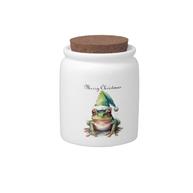 Frolic Christmas Frog, custom Candy Jar (Front)