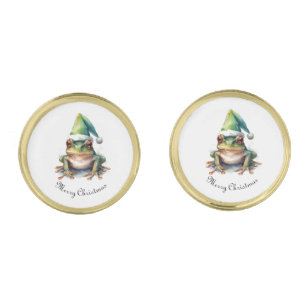 Frolic Christmas Frog, custom Cufflinks
