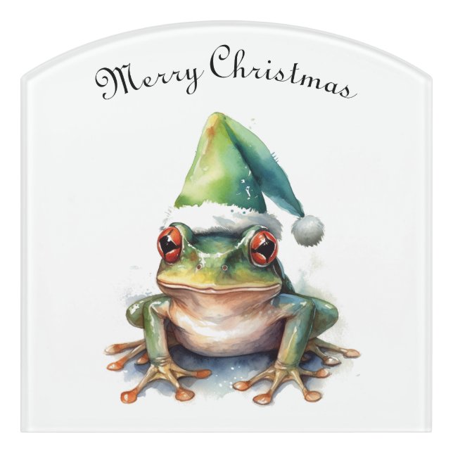 Frolic Christmas Frog, custom Door Sign (Contour Front)