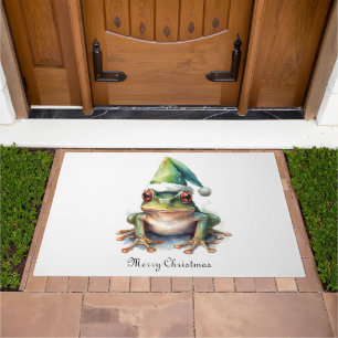 Frolic Christmas Frog, custom Doormat