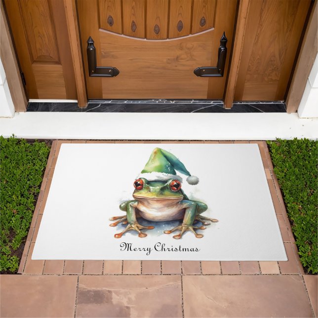 Frolic Christmas Frog, custom Doormat (Outdoor)