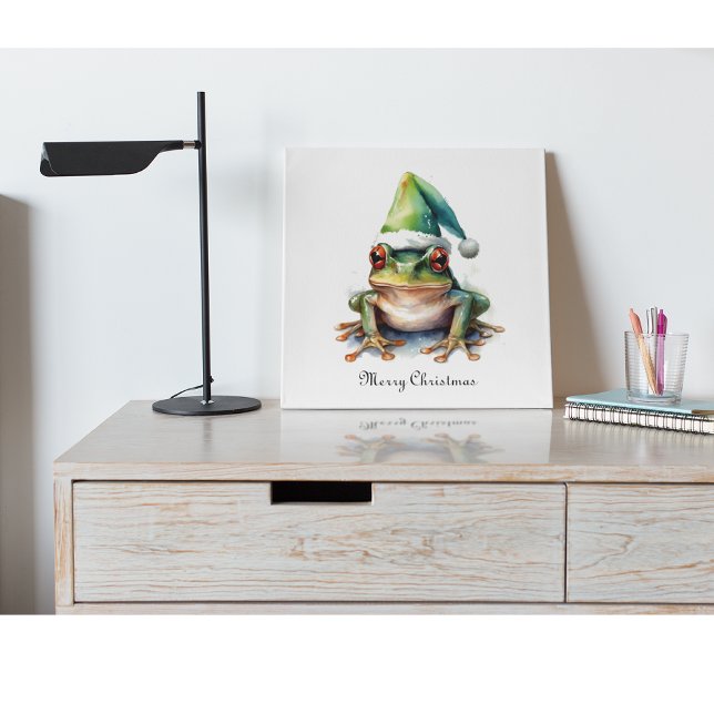 Frolic Christmas Frog, custom Faux Canvas Print (Creator Uploaded)