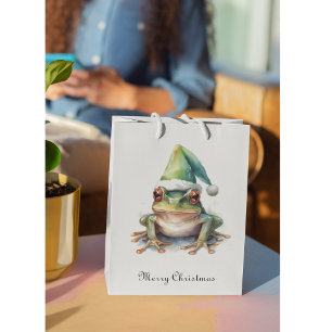 Frolic Christmas Frog, custom Medium Gift Bag