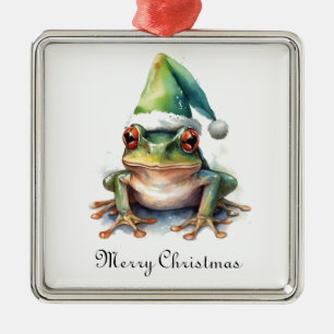 Frolic Christmas Frog, custom Metal Ornament