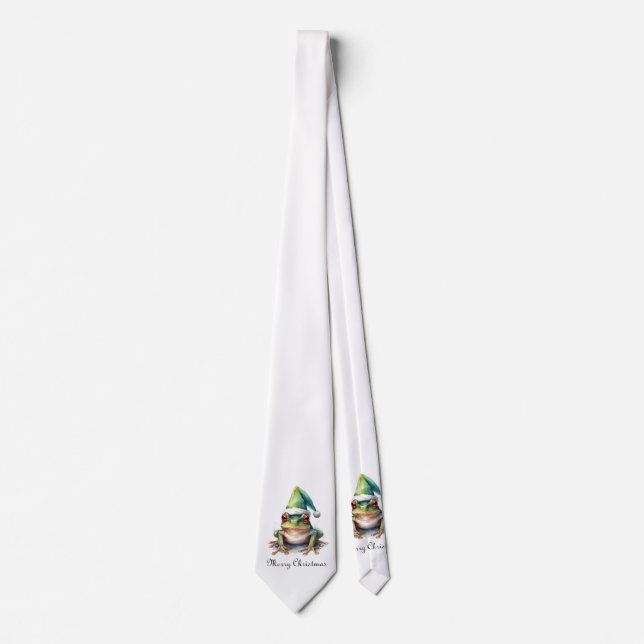Frolic Christmas Frog, custom Neck Tie (Front)
