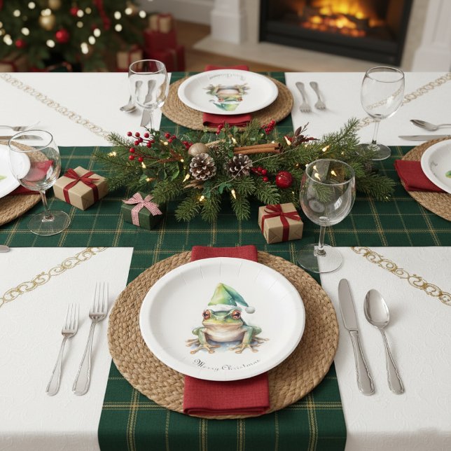 Frolic Christmas Frog, custom Paper Plates (Creator Uploaded)