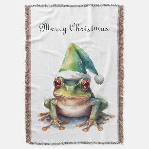 Frolic Christmas Frog, custom Throw Blanket