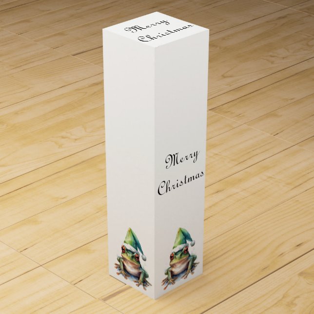 Frolic Christmas Frog, custom Wine Box (Front)