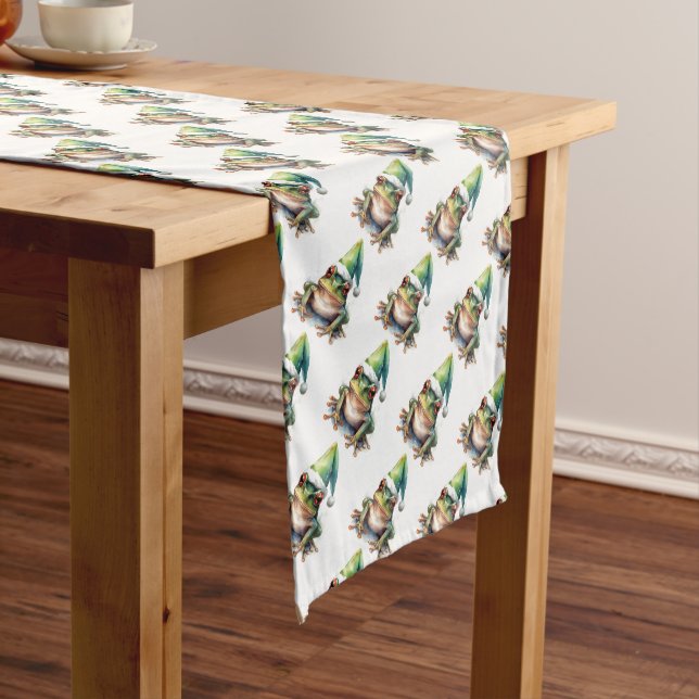 Frolic Christmas Frog  Medium Table Runner (In Situ)