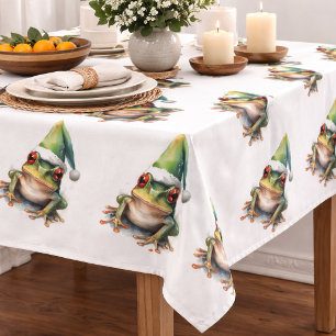 Frolic Christmas Frog Tablecloth