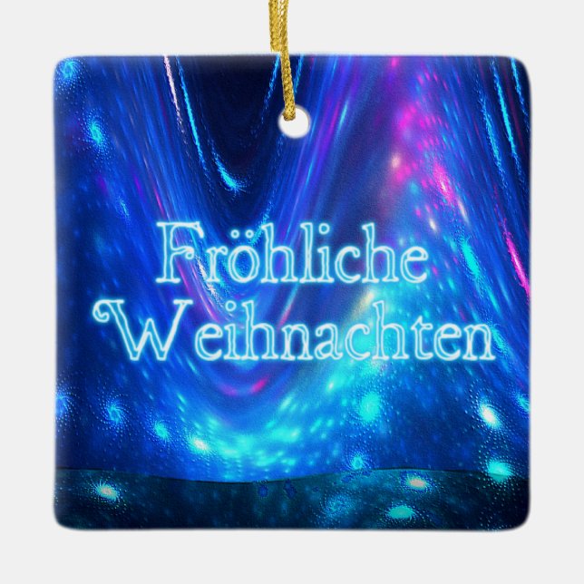 Froliche Weihnachten - Qaanaaq - Northern Lights Ceramic Ornament (Front)