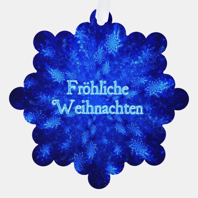 Froliche Weihnachten - Snowburst Ornament Card (Front)
