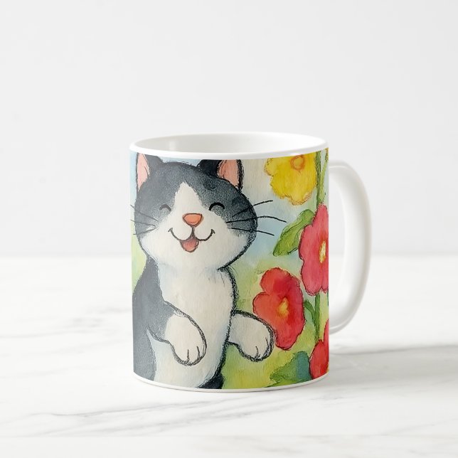 Frolicking Country Cats in Garden Coffee Mug (Front Right)
