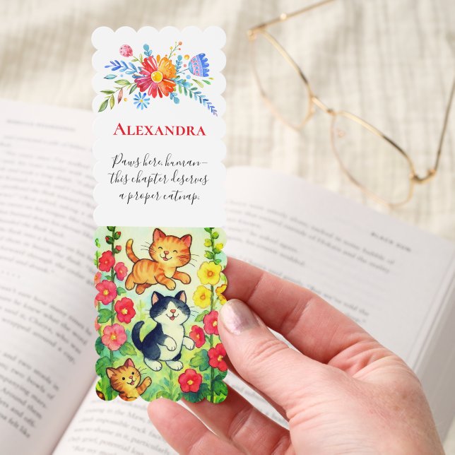 Frolicking Country Cats Personalized Bookmarks (Hand)