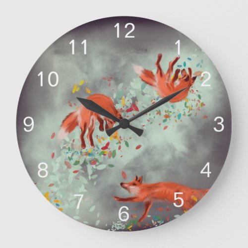 Frolicking Foxes Wall Clock