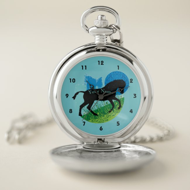 Frolicking Horse Design Pocket Watch