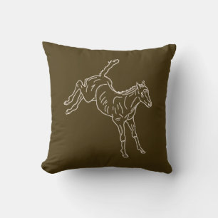 Frolicking Horse Foal - transparent line. Throw Pillow