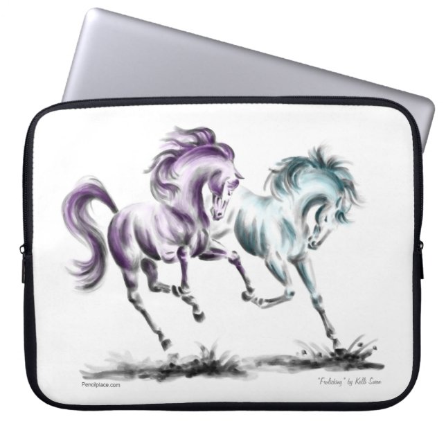 Frolicking Racing Wild Horses Laptop Sleeve (Front)