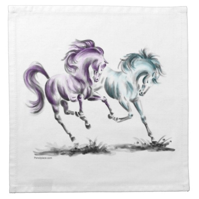 Frolicking Racing Wild Horses Napkin (Front)